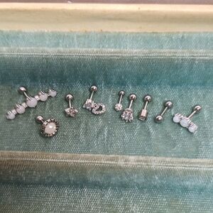 Surgical Steel Piercing Jewelry Set Opal CZ